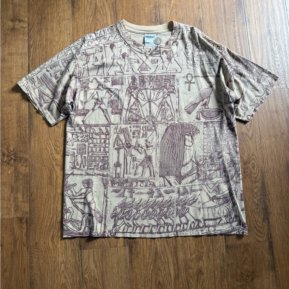 Vintage Egyptian All Over Print Graphic Print T-Shirt